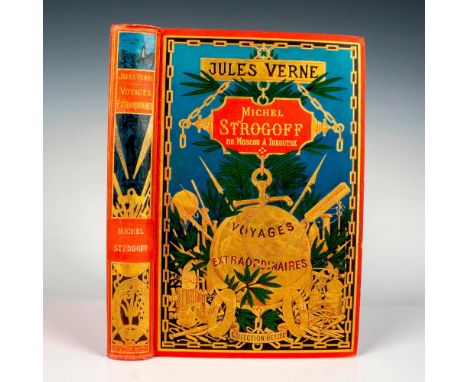 Handsome volume from Hetzel Au Globe Dore French edition of the Voyages Extraordinaires by Jules Verne. It includes the novel