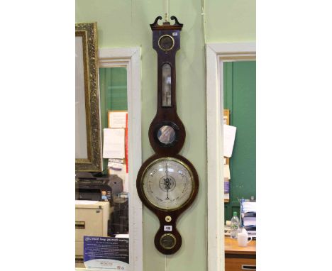 Antique mahogany and satinwood banded banjo barometer