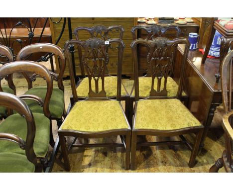 Set of four mahogany Chippendale style dining chairs