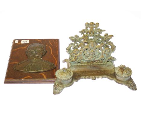Baden Powel plaque and cast metal desk stand
