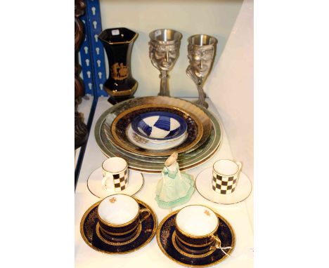 Limoges and Goebel plates, Coalport figure, cups and saucers, etc