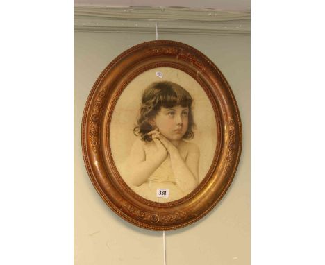 Child portrait print in oval gilt frame