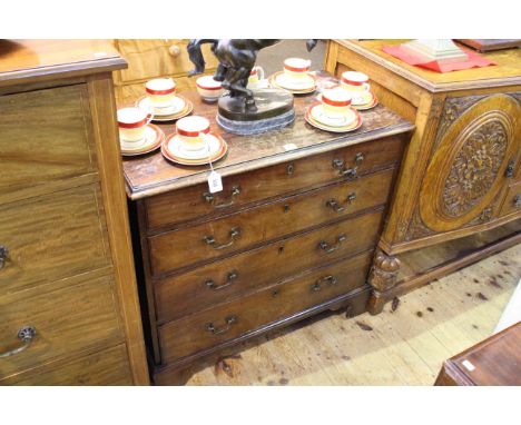 Georgian mahogany chest of four long graduated drawers on bracket feet