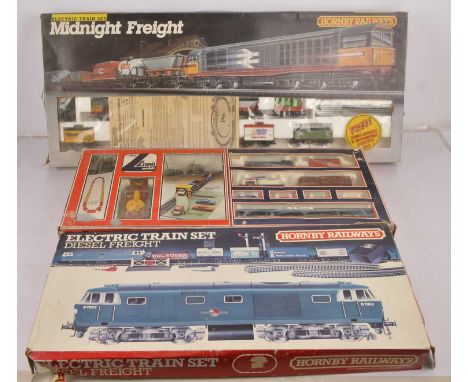 Hornby and Lima  00 gauge Freight Train Sets in original boxes  (3), comprising R674 Midnight Freight set with Class 58 Diese