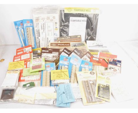 Plastic and Card 00 gauge unmade Building kits in original boxes with extra accessories (qty), comprising Ratio Engine Shed, 