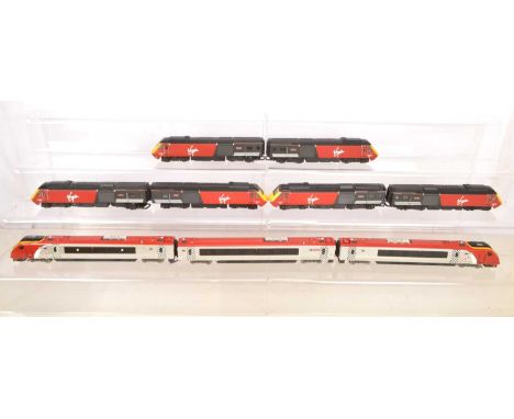 Hornby Bachmann 00 gauge High Speed Train and Pendolino Units in Virgin red liveries (9), comprising Hornby red/black power c