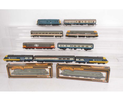 Hornby Mainline Lima 00 gauge Diesel Locomotives and Coaches (11), comprising in original boxes Mainline 37087 Warship class 