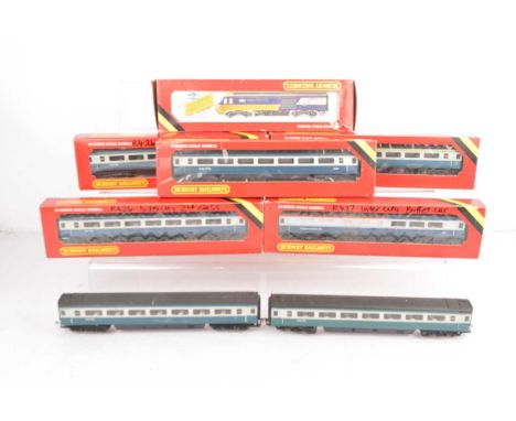 Hornby 00 gauge HST locomotives and assorted coaches  (9), comprising R069 HST InterCity Power cars blue/grey 43010 in wrong 