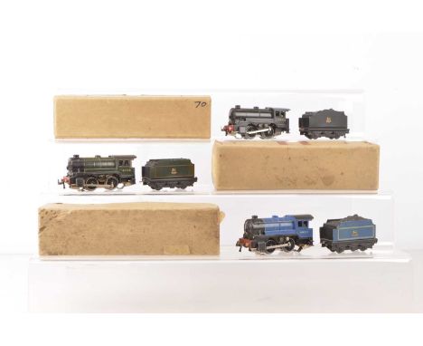 Boxed Trix (TTR) 00 Gauge 14v AC Locomotives and Tenders (3), three 0-4-0's with tenders comprising 46231 in BR light blue li