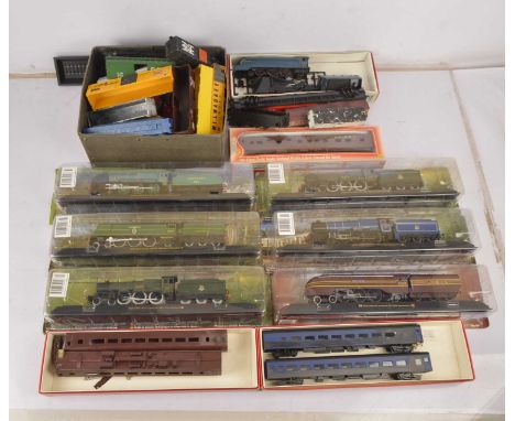 Resin Display Locomotives H0/00 gauge with Coach and wagon rolling stock and parts  (large qty), comprising Resin Steam Locom