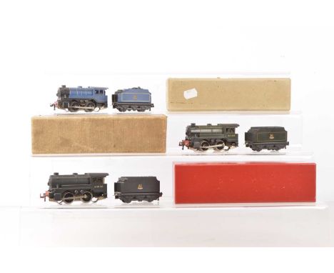 Boxed Trix (TTR) 00 Gauge 14v AC Locomotives and Tenders (3), three 0-4-0's with tenders comprising 60100 in BR light blue li