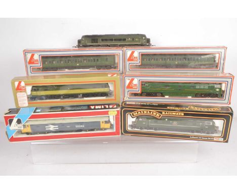 Lima Mainline 00 gauge Diesel Locomotives and coaches in original boxes (7) including Lima  205142 Class 50 Locomotive BR lar