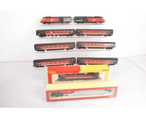 Hornby Diesel Locomotives and coaches  00 gauge in Virgin red/black liveries  (10), comprising in original boxes  R2677 Class