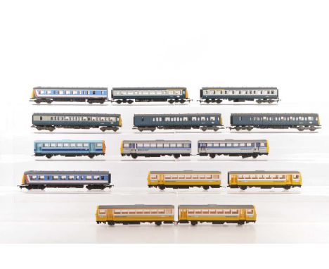 Hornby Lima 00 gauge Multiple Units (14), comprising Hornby Class 142 Pacer Power cars (2) and Trailers (2) yellow Regional R