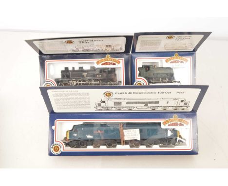 Bachmann 00 Gauge Steam and Diesel Locomotives (3) 31-450 BR black Ivatt 2-6-2T 41221 and 31-900 GWR green0-6-0 Pannier Tank 