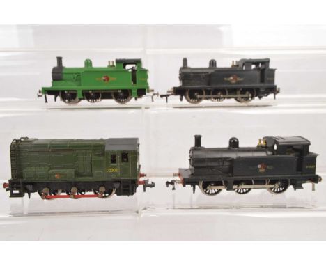 Three Hornby-Dublo 00 Gauge 2-Rail BR 0-6-0 Tank Engines and an 0-6-0 Diesel Shunter (4), 2206 black 31337  tank (2, one with