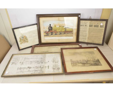 Collection of framed prints and diagrams books (6), comprising framed prints and diagrams with  a Signal diagram of Rawtensta