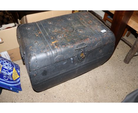 A black painted metal trunk