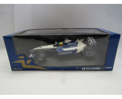 A boxed Minichamps 1:18 scale diecast Williams Formula One Team R.Schumacher BMW FW23, First GP Win San Marino, April 15th 20