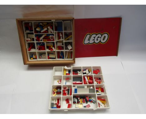 A vintage Lego box and contents
