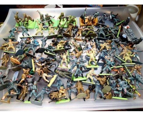 Selection of Britians and other plastic WWII soldiers, British and German. P&amp;P Group 1 (£14+VAT for the first lot and £1+