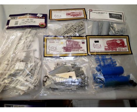 OO scale Dapol plastic railway kits, Deltic, Railbus, Esso tank wagon, B.P tank wagon, brake van, all bagged/header card, unc