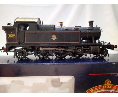 OO scale Bachmann 32-135 Prairie tank, black early crest, 4557, missing one cab step, steam pipe and coupling is detached but