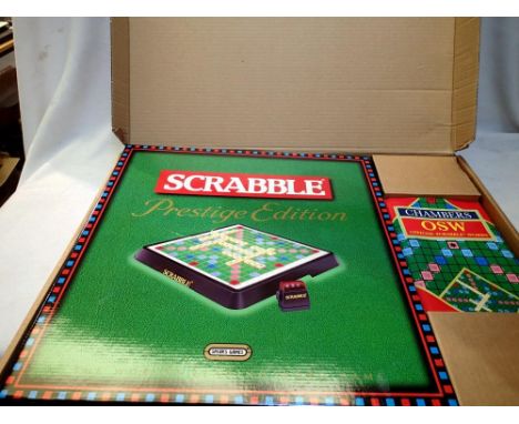 Prestige edition Scrabble game with electronic timer and Chambers Scrabble words book, all in shipping carton. P&amp;P Group 