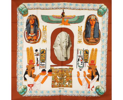 HERMÈS Seidencarré "RAMSES", by Vladimir Rybaltchenko, Entwurf erstmals erschienen 1976. Akt. NP.: 460,-€. 100% Seide. Ramses
