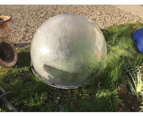 A large clear plastic dome with metal frame 105 cm diameter x approx. 60 cm high, two anchor marine buoys and another pink bu