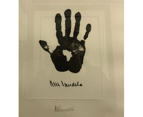 A framed and glazed “Impressions of Nelson Rolihlhla Mandela Collection” (1918-2013) entitled “Right Hand”, signed by the art