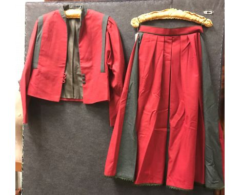 A collection of vintage 1980s clothing to include a Goldex green wool mix suit, the skirt size 40, a Helene Straber wool two 