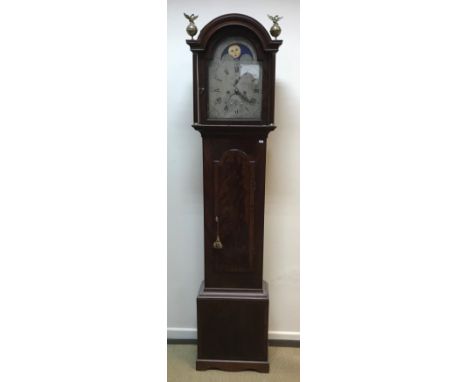 A George III mahogany long cased clock, the eight day movement with silvered dial and sun and moon phase with "High water at 