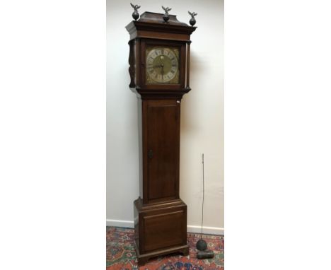 A late 18th Century oak cased long case clock, the thirty hour movement with square brass dial inscribed "Tho Billbe Stock" (