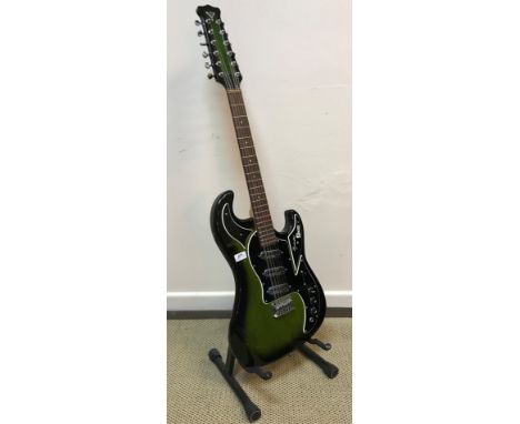 A Burns of London double six electric twelve string guitar (Chinese) serial No. 20080089 club series with hard case in simula
