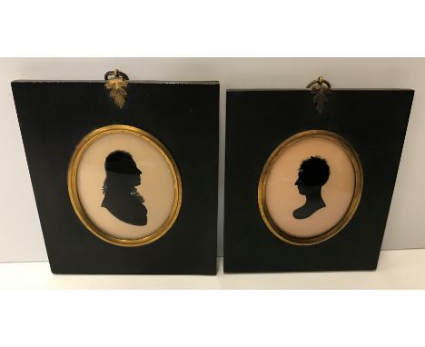 HENRY HERVÉ "Gentleman with bow in his hair facing right" and "Lady facing left", a pair of silhouette bust portrait studies,