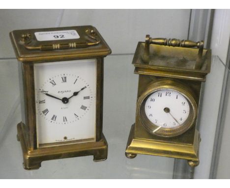 French brass carriage clock by Bayard together with another (2)