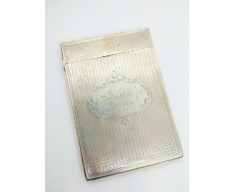 A Victorian calling card case circa 1869 engine turned decoration. 69gms 