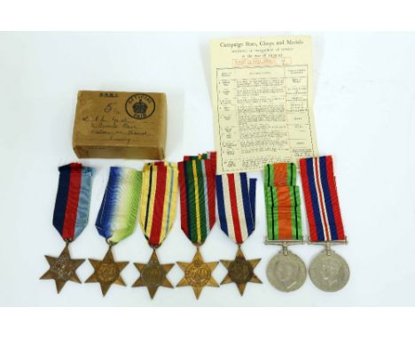 An impressive WW2 Merchant Navy medal group of seven including the Atlantic - Africa - Pacific and France & Germany Stars wit