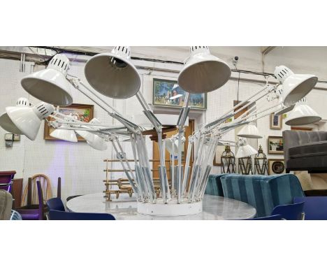CEILING LIGHT, 56cm drop approx, contemporary, 16 angle poise style arm design. 