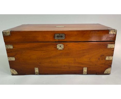 TRUNK, 19th century export camphorwood and brass bound with rising lid and carrying handles, 90cm x 46cm x 40cm H. 