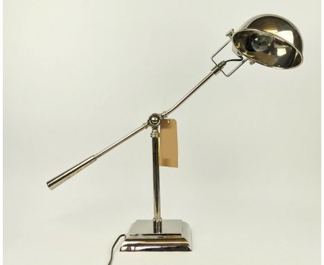 FLAMANT DESK LAMP, approx. 60cm H x 70cm W, polished metal. 