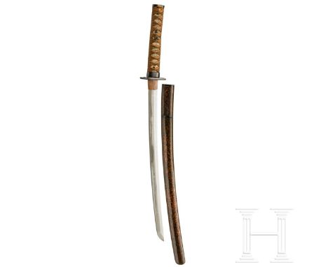 Wakizashi, Japan, Mitte 17. Jhdt.  Klinge Shinogi Tsukuri, Torii Zori, Sugu Ha Hamon, Hada nicht erkennbar, Chu Kissaki, Bosh
