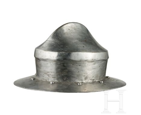Kesselhut im schweizerischen oder burgundischen Stil des späten 15. Jhdts., Historismus, 19. Jhdt.  Schwere, einteilig geschl
