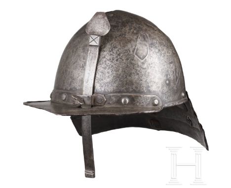 Zischägge, deutsch/Polen, 17. Jhdt.  Zweiteilige geschlagene, mehrfach alt reparierte und ergänzte Glocke mit angenietetem, a