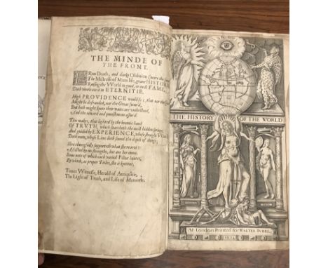 The History of the World. London: Walter Burre 1614 (imprint leaf dated 1628), folio, frontispiece 'Minde of the Front' leaf,