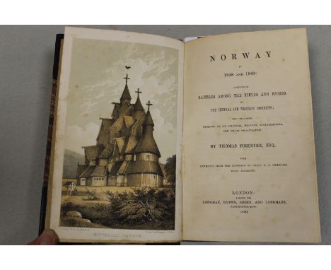 Norway in 1848 and 1849. London 1850, 8vo, double page and lithographed coloured plates as called for, light spotting, half m