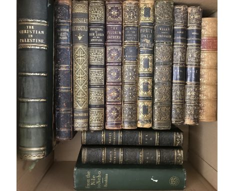 Collection of mainly mid to late 19th century plate books and others, many in leather bindings, including works by H V Morton