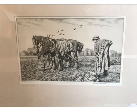 Three Good Friends, signed and marked 'Ed[ition] 65', titled to the mount in pencil, line engraving, 17 x 27cm