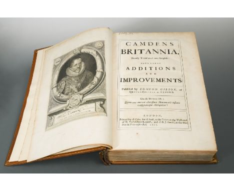 Camden's Britannia Newly Translated into English, London 1695, folio, Gibson edition, portrait frontispiece, 50 double page o